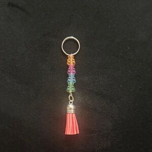 Vibrant Multicolor Beaded Tassel Keychain